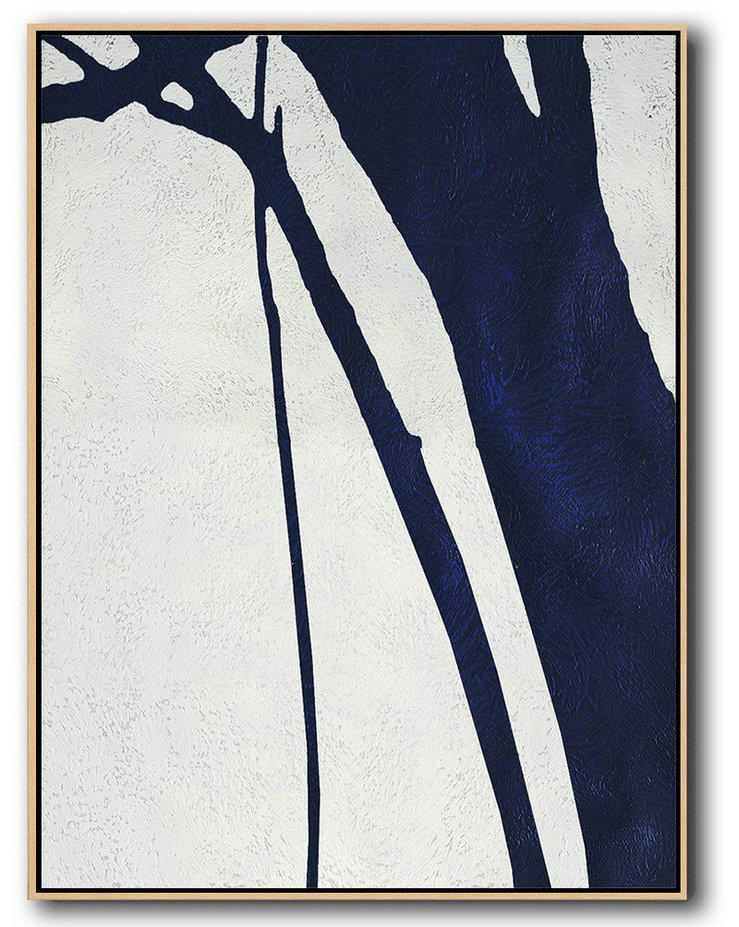 Hand-Painted Contemporary Art,Buy Hand Painted Navy Blue Abstract Painting Online,Abstract Oil Painting